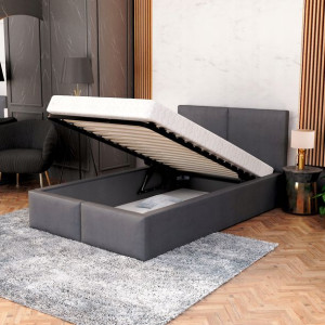 Łóżko 90x200 tapicerowane stelaż materac AMBER