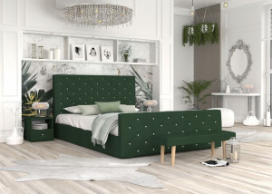 Łóżko 160x200 tapicerowane stelaż materac VIKI