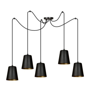 Lampa Wisząca Emibig 5Xe27 60W Link 5 Black / Gold 455/5