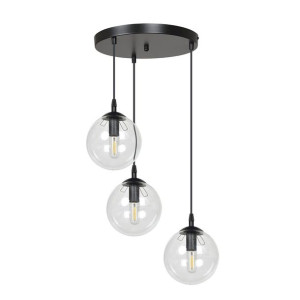 Lampa Wisząca  Emibig 3Xe14 40W Cosmo 3 Black Transparent Premium 711/3Prem