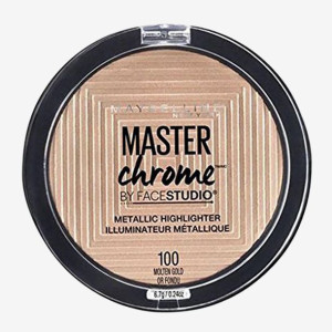 Maybelline, Master Chrome, rozświetlacz do twarzy 100 Molten Gold, 6,7 g