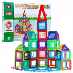 Klocki magnetyczne 3D konstrukcyjne edukacyjne 184