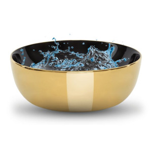 Umywalka Ceramiczna Nablatowa Złota Czarna Sevante Averno 42x42x14 Premium