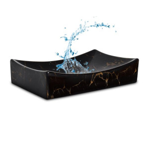 Umywalka Nablatowa Czarna Złota Misa Marmur Marble Sevante Lugano 54x34x12