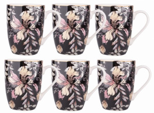 Komplet 6 kubków BLACK LILY 340 ml