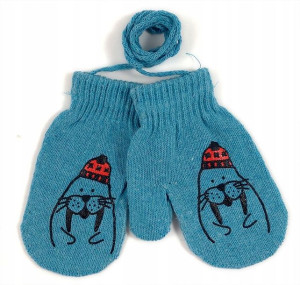 Rękawiczki jednopalcowe ze sznurkiem 10cm 74 80 86