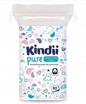 Kindii Pure płatki kosmetyczne dla niemowląt 60szt