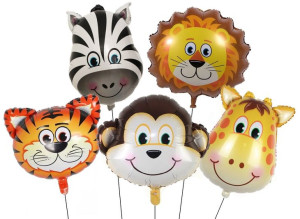 Balony Foliowe Safari Zwierzęta Zoo Urodziny 5szt