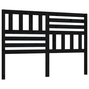 Wezgłowie łóżka, czarne, 126x4x100 cm, lite drewno sosnowe