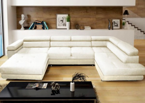 Narożnik U Funkcja Spania Zagłówki 338 FN83 O-sofa