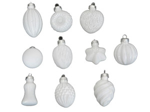 Bombki figurki w stylu retro białe zestaw 10 sztuk