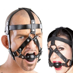 SEX Skórzana uprząż z kneblem BDSM uniwersalna