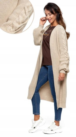 Sweter Damski Długi Gruby Kardigan One Size MORAJ