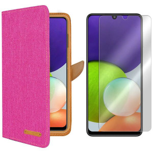 Etui Do Samsung Galaxy A22 4g Fancy Canvas + Szkło