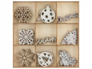 DREWNIANE ozdoby ŚWIĄTECZNE SCRAPBOOKING 27 szt.