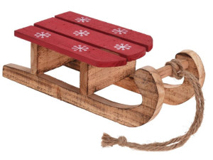 Sanki drewniane 30 cm czerwone - dekoracja świąteczna