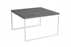 Stolik 70x70 wys 45cm ława UNO marmur ciemny biały