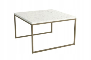 Stolik 70x70 wys 47cm ława UNO marmur złoty biały