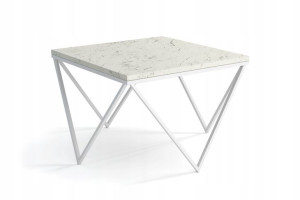 Stolik CORNER ława 60x60 biały marmur jasny