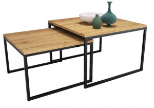 Stolik kawowy DUO ława 2w1 70x70 artisan czarny