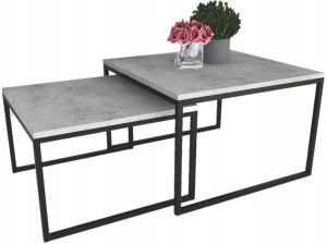 Stolik kawowy DUO ława 2w1 70x70 czarny beton
