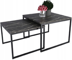 Stolik kawowy DUO ława 2w1 70x70 marmur ciemny