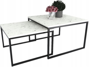 Stolik kawowy DUO ława 2w1 70x70 marmur jasny