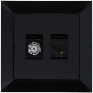 Gniazdo antenowe typu F RJ45 PREMIUM czarny mat