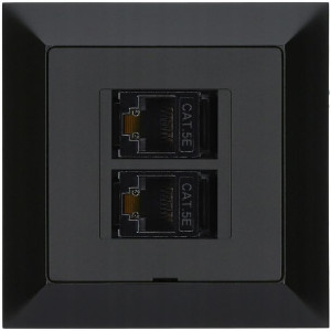 Gniazdo internetowe 2 x RJ45 PREMIUM czarny mat