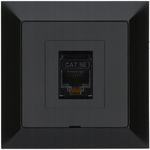 Gniazdo internetowe LAN RJ45 PREMIUM czarny mat