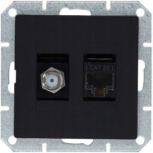 Gniazdo moduł antenowe typu F RJ45 PREMIUM czarny mat