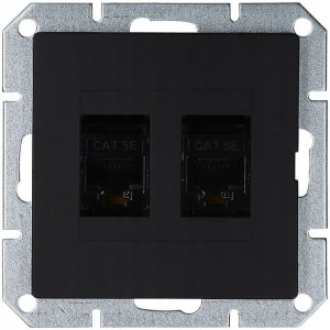 Gniazdo moduł internetowe 2 x RJ45 PREMIUM czarny mat
