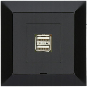 Gniazdo podwójne USB ładowarka PREMIUM czarny mat