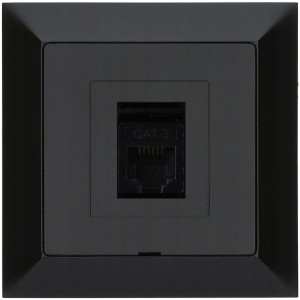 Gniazdo telefoniczne 6-PIN PREMIUM czarny mat