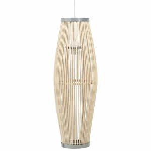 Lampa wisząca, biała, wiklinowa, 40 W, 25x62 cm, owalna, E27