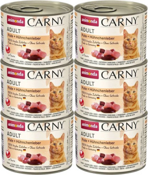 ANIMONDA Cat Carny Adult smak: indyk, wótróbka z kurczaka 6x200g