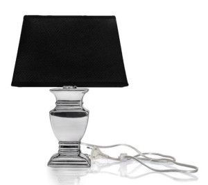 Stołowa Ceramiczna Lampa Glamour Czarno Srebrna