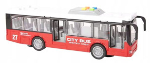Autobus Napęd Dźwięk Światła Drzwi Czerwony 30 Cm