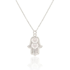 Naszyjnik srebrny z ręką Fatimy - Hamsa