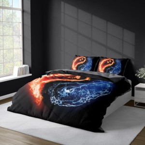 Pościel 3D 160x200 Satynowa Mikrofibra Ogień Woda