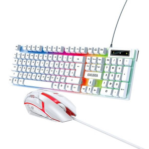 Kaku Zestaw klawiatura RGB + mysz optyczna 1500DPI KSC-734 Guangying biały