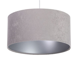 Lampa wisząca abażur szaro srebrna Kamelia
