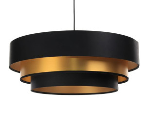 Lampa żyrandol abażur czarno złoty Balas