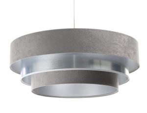 Lampa abażurowa wisząca szaro srebrna Sita
