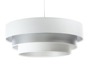 Lampa abażurowa wisząca biało srebrna Besa