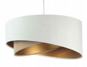 Lampa wisząca welurowy abażur biała beż złota