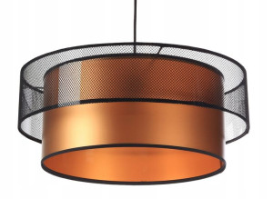 Lampa wisząca podwójna abażur czarno miedziana Adoria