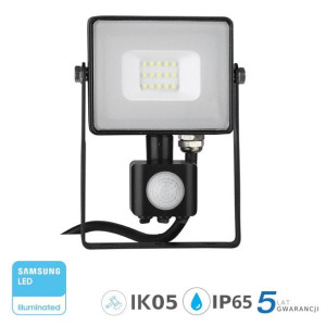 Naświetlacz halogen LED V-TAC 10W SAMSUNG Czujnik Ruchu Czarny ciepły 800lm