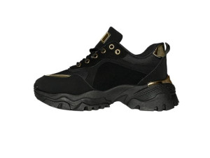 Sneakersy Damskie Czarne Stylowe Na Platformie R 40