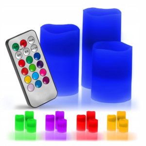 ŚWIECE LED RGB prawdziwy WOSK zestaw 3 szt